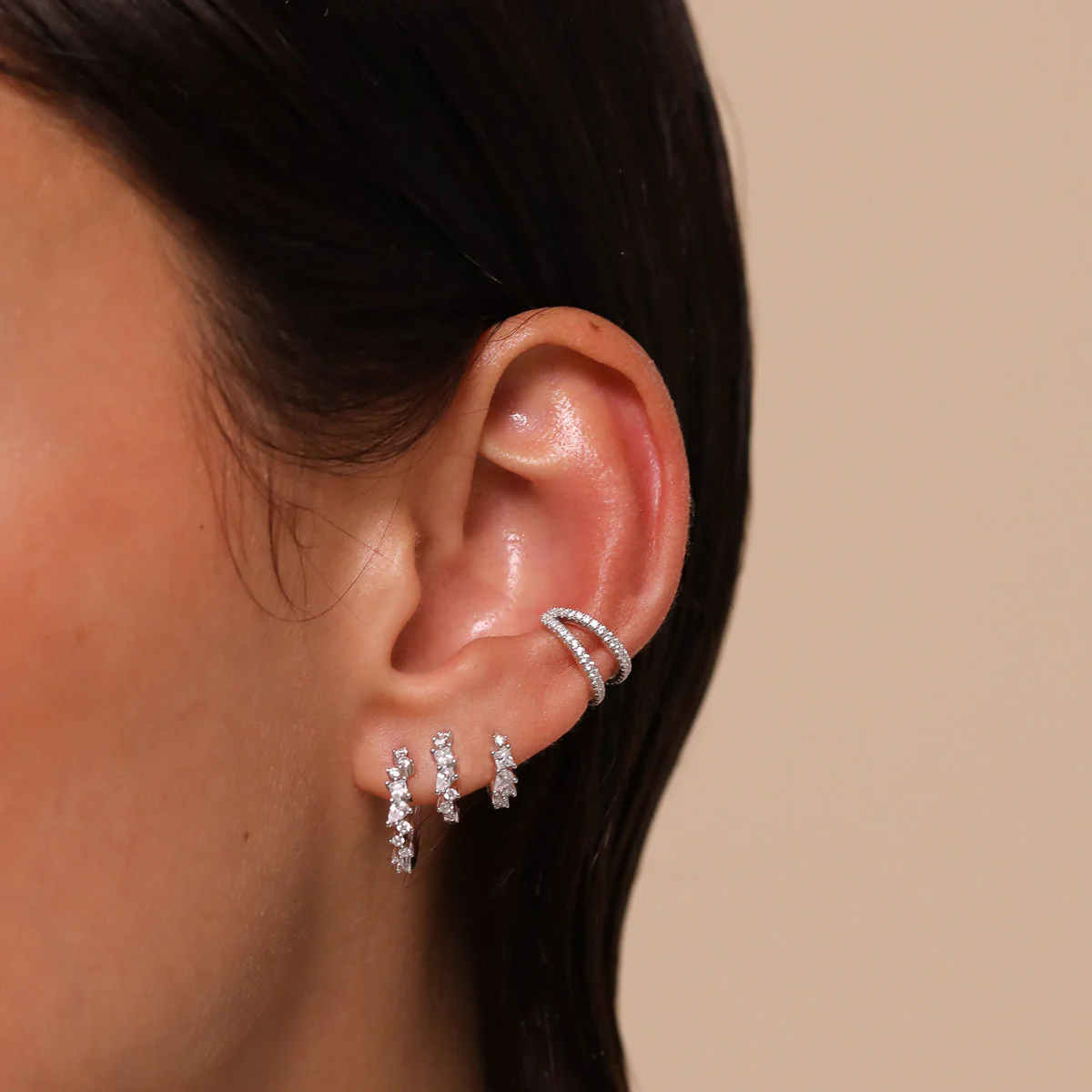 Celestial Crystal 6.5mm Hoop in Silver - Image 4
