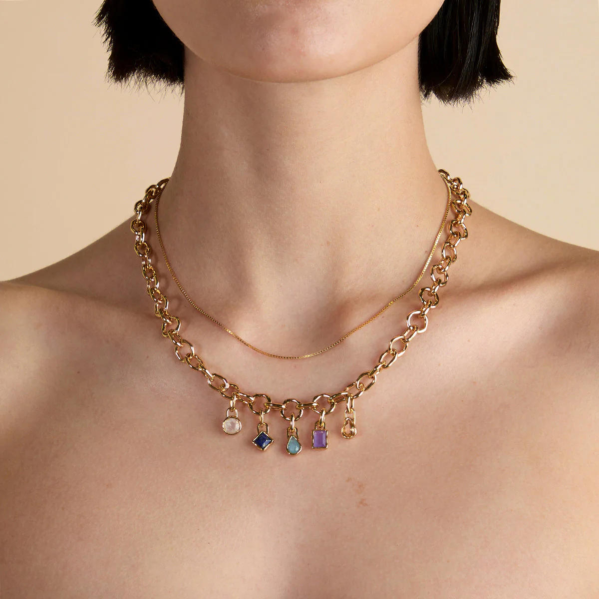 Citrine November Beaded Necklace in Solid Gold - Image 5