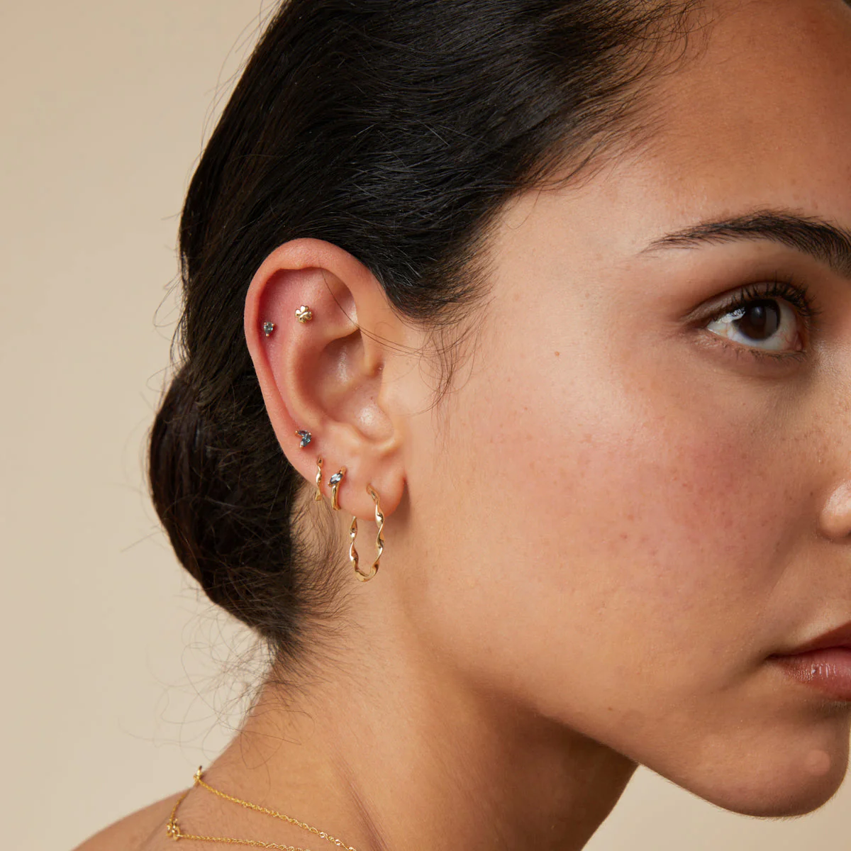 Clover Piercing Stud in Solid Gold - Image 4