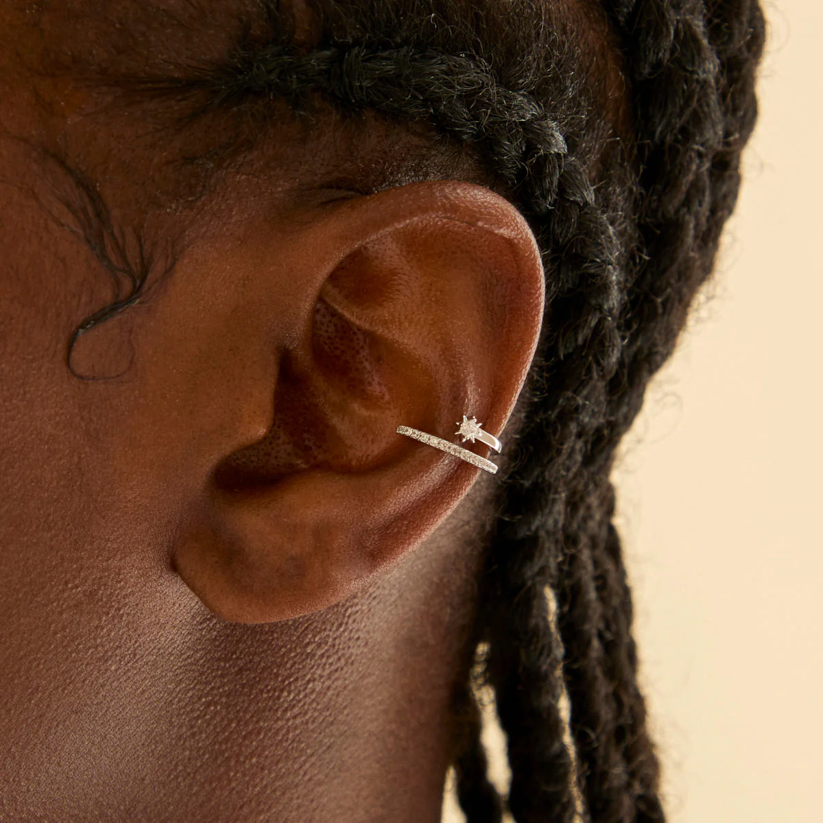 Cosmic Illusion Crystal Ear Cuff in Silver - Image 2