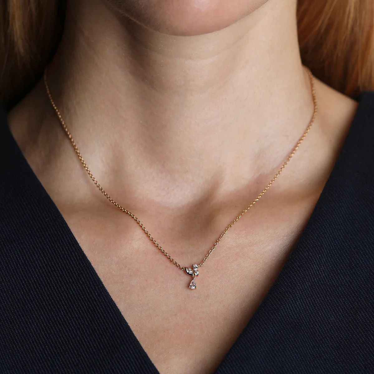 Crystal Cluster Pendant Necklace in Gold - Image 2