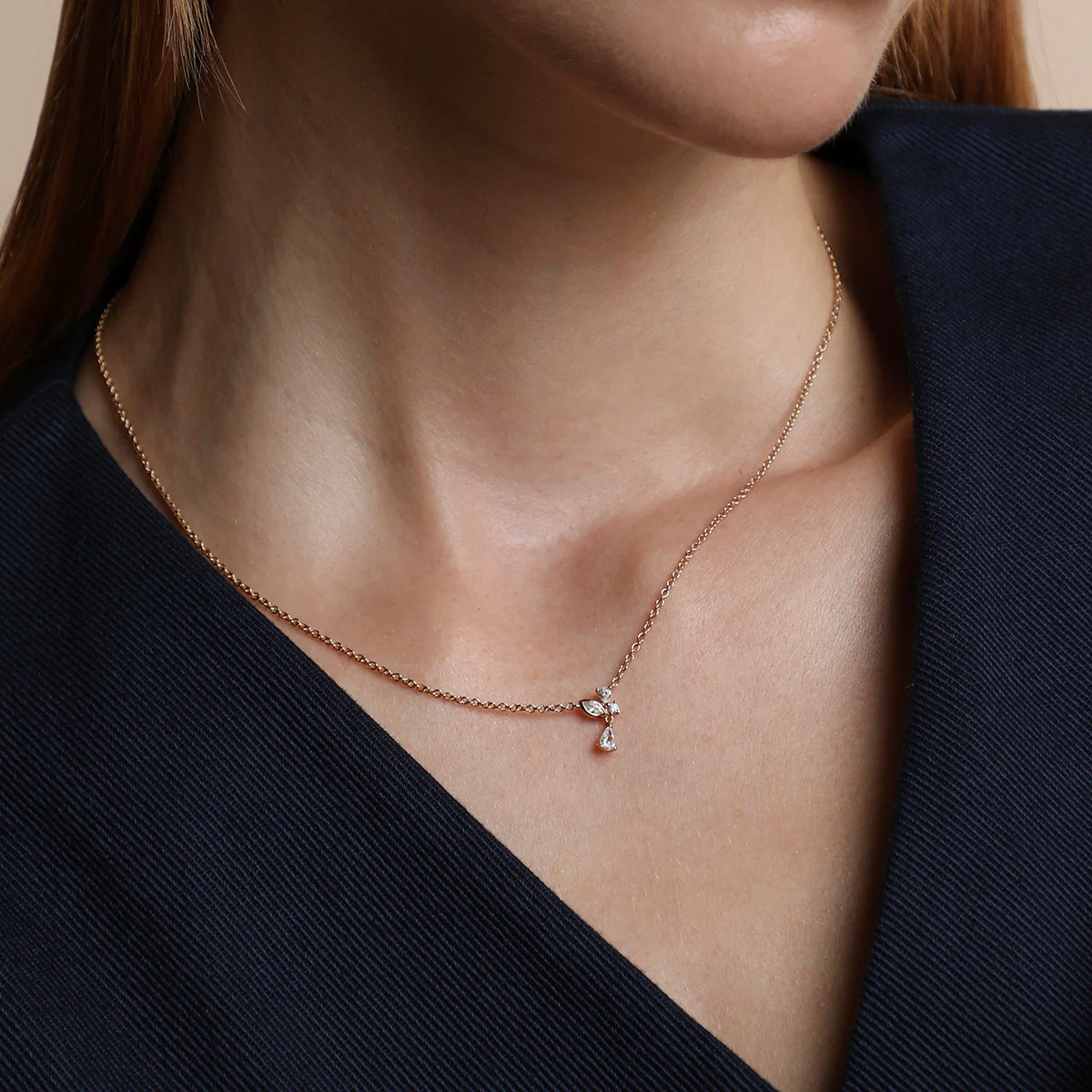Crystal Cluster Pendant Necklace in Gold - Image 3