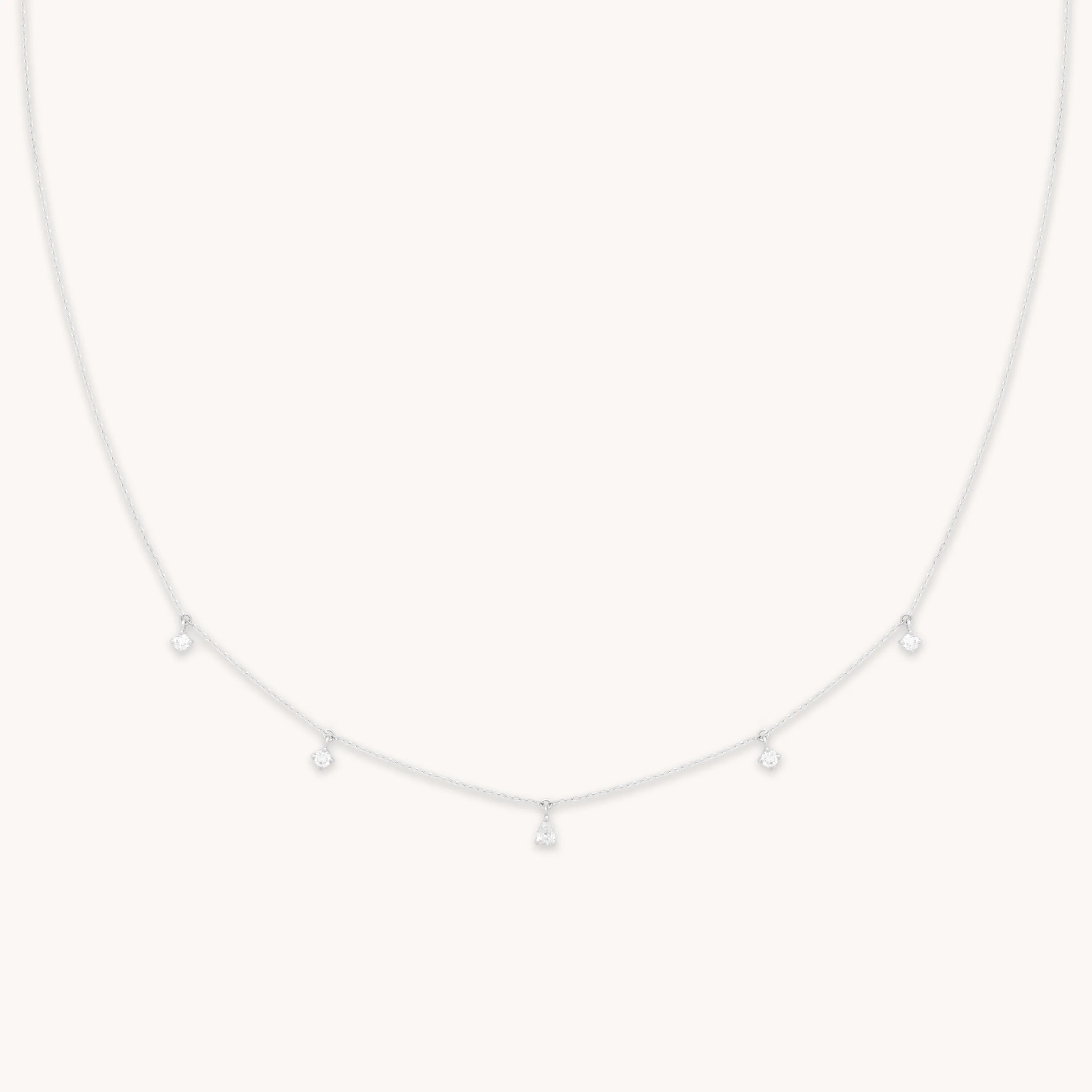 Diamond Charm Necklace in Solid White Gold