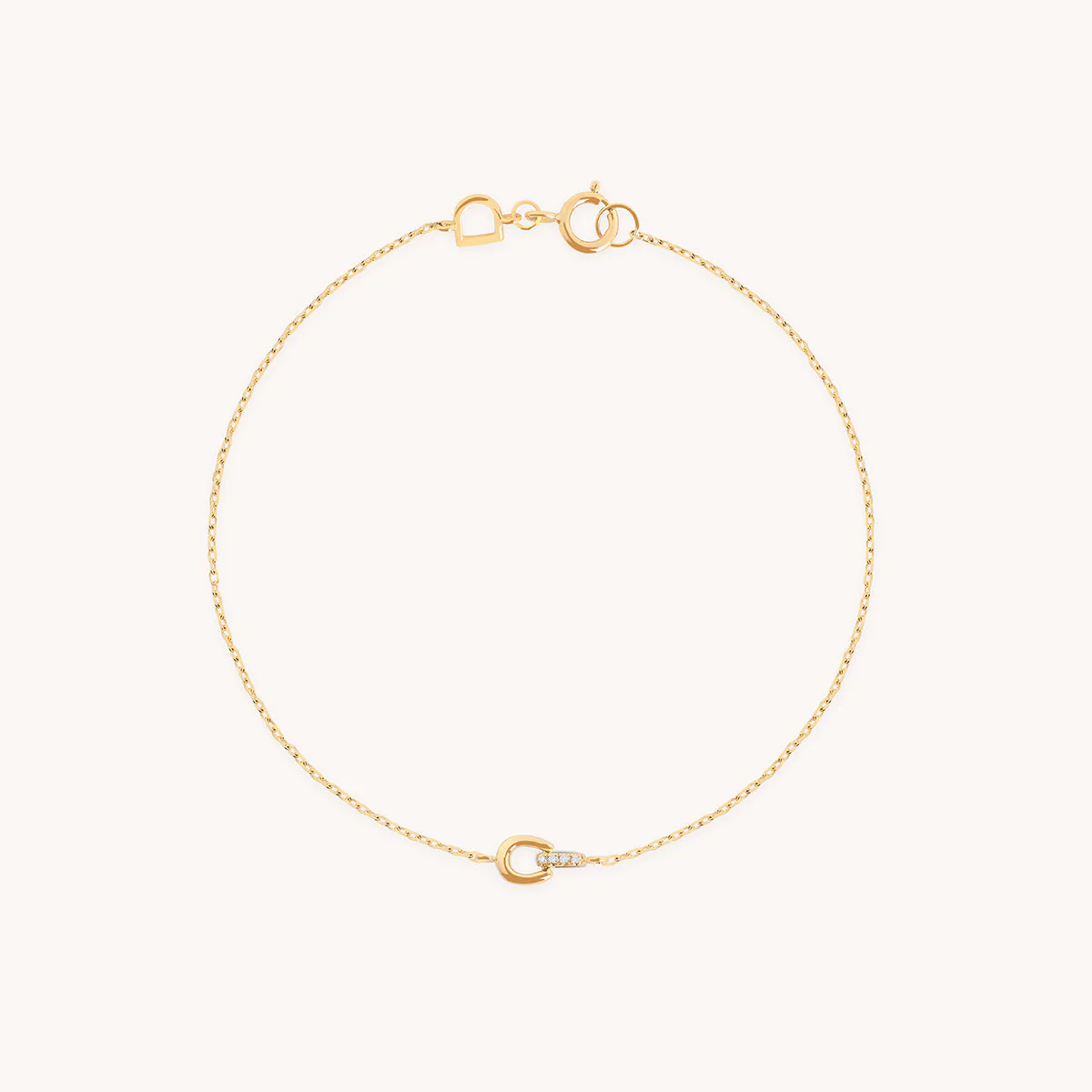 Diamond Hardware Pendant Bracelet in Solid Gold