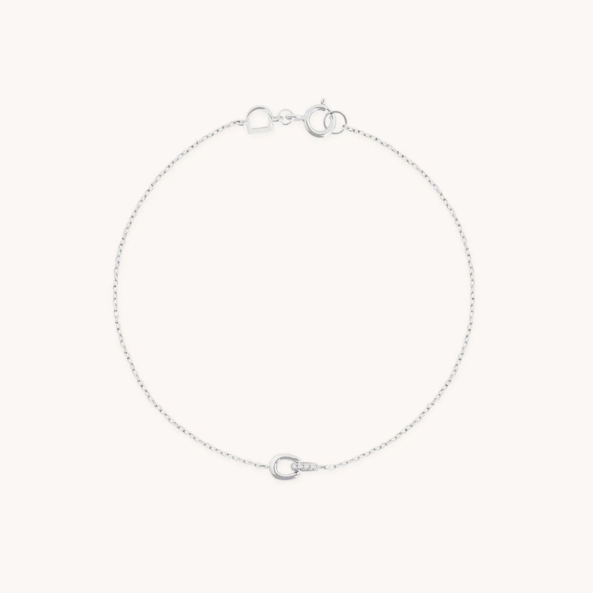 Diamond Hardware Pendant Bracelet in Solid White Gold