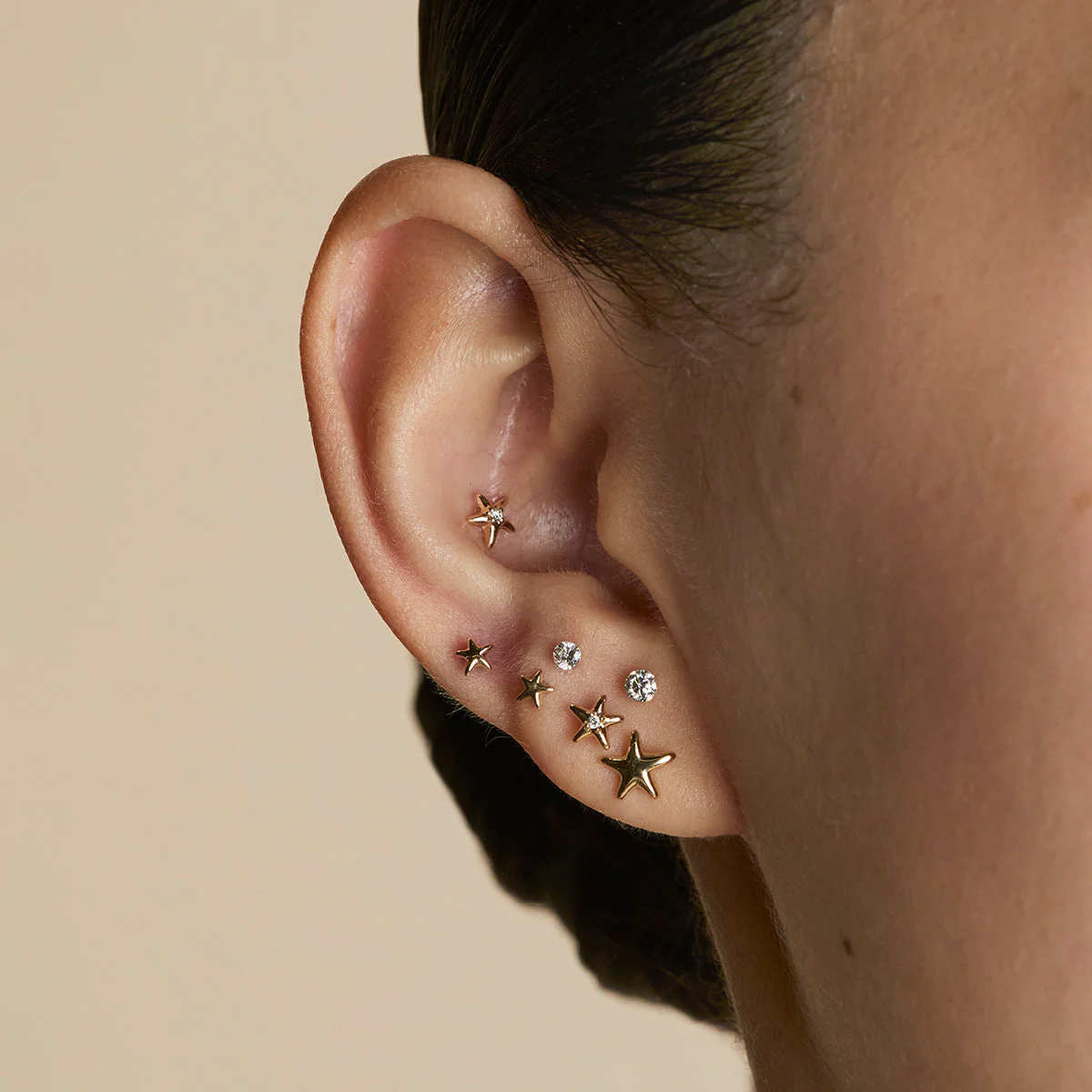 Diamond Star Piercing Stud in Solid Gold - Image 3