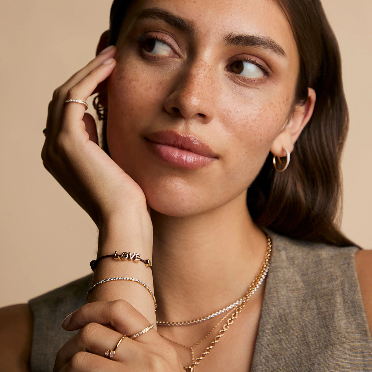 E Initial Click Charm in Solid Gold - Image 5