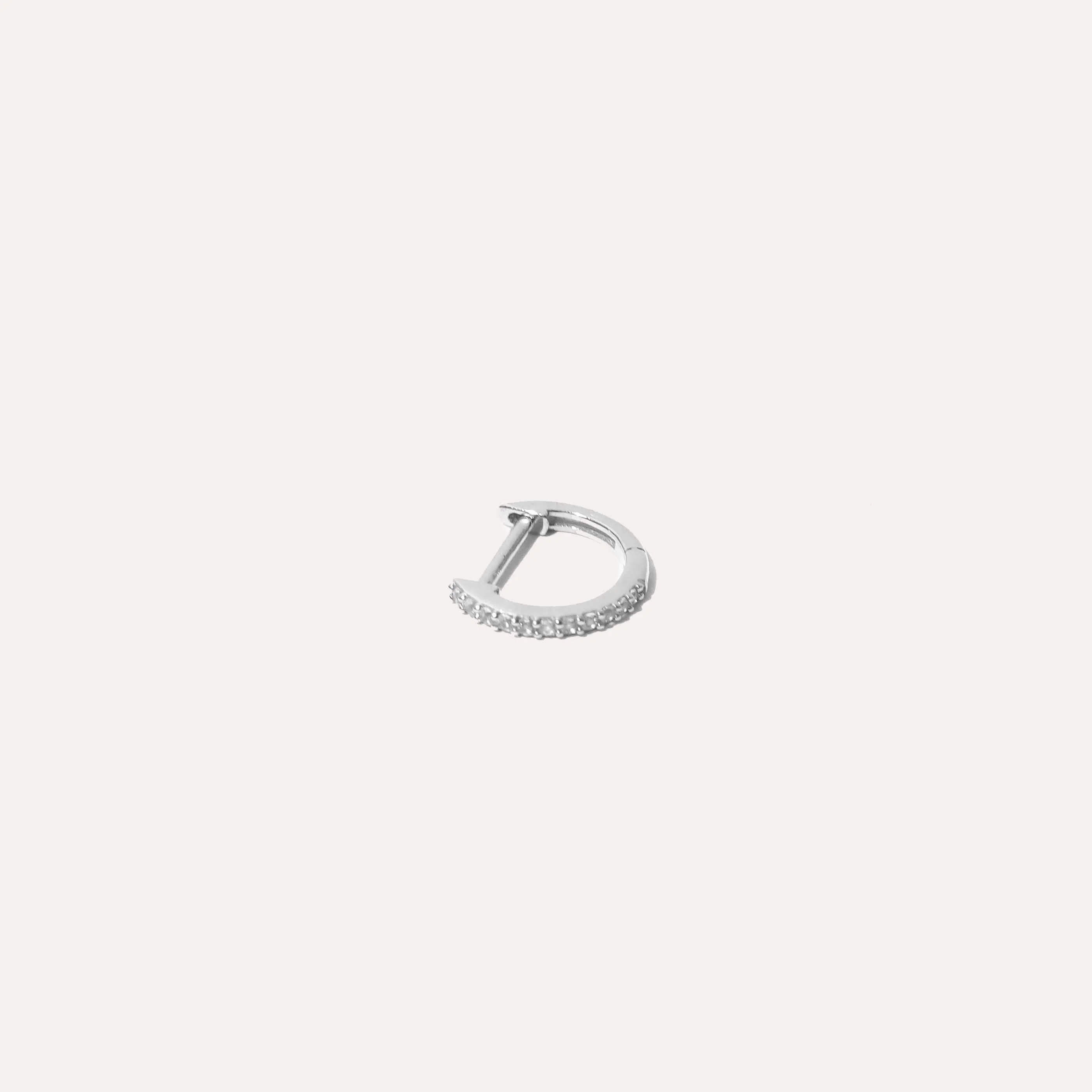 Gem Piercing Hoop in Solid White Gold - Image 2