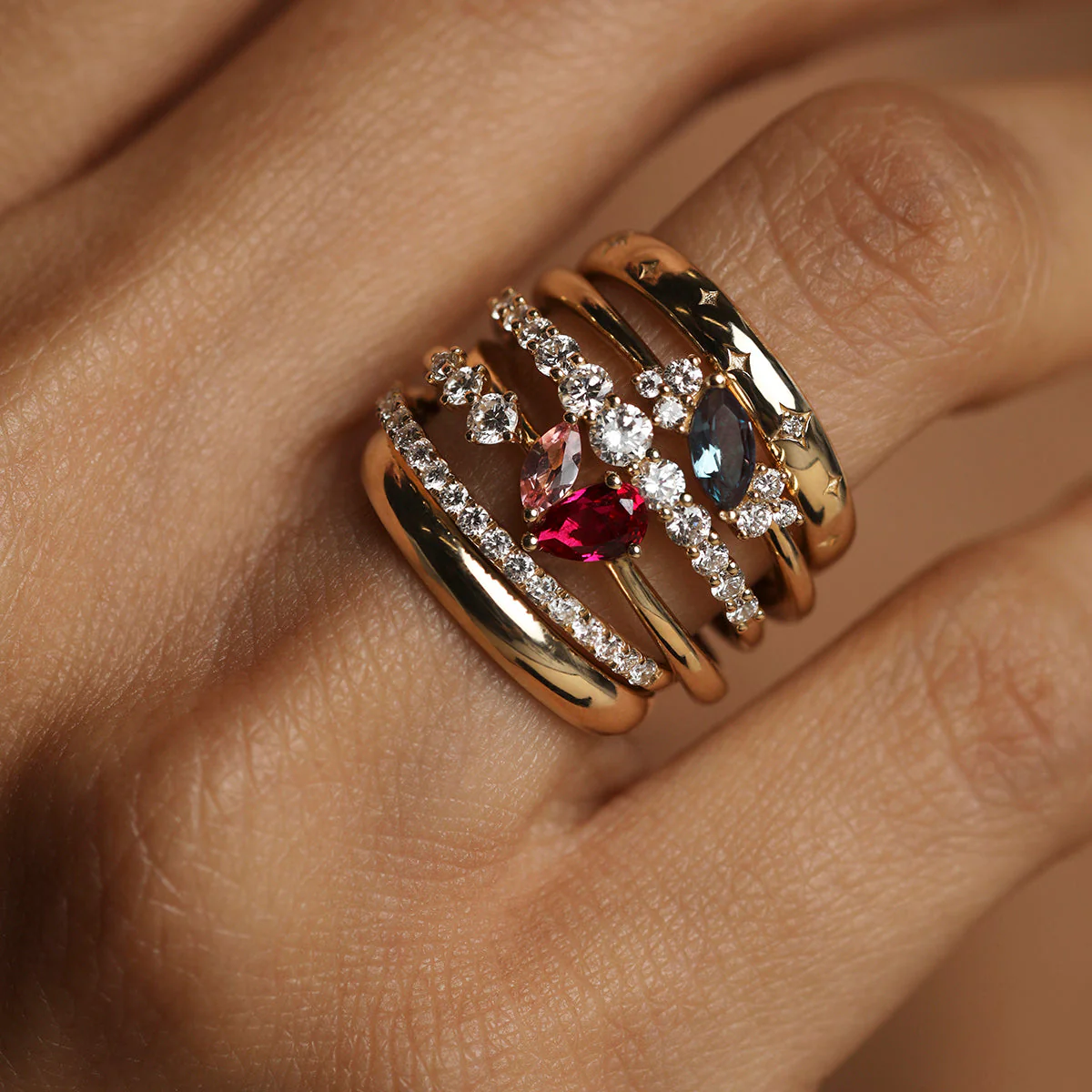 Hidden Diamond Milestone Ring in Solid Gold - Image 4