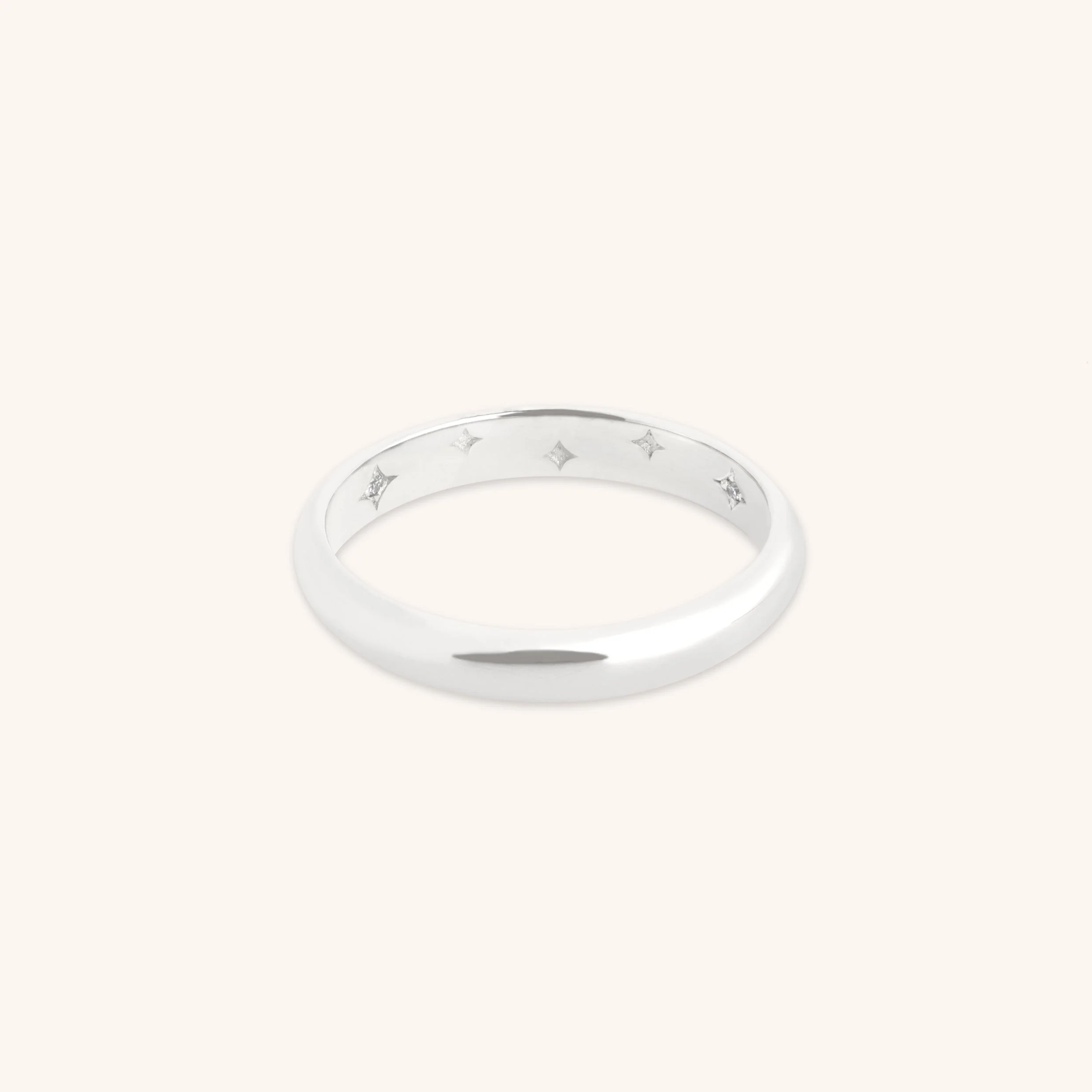Hidden Diamond Milestone Ring in Solid White Gold