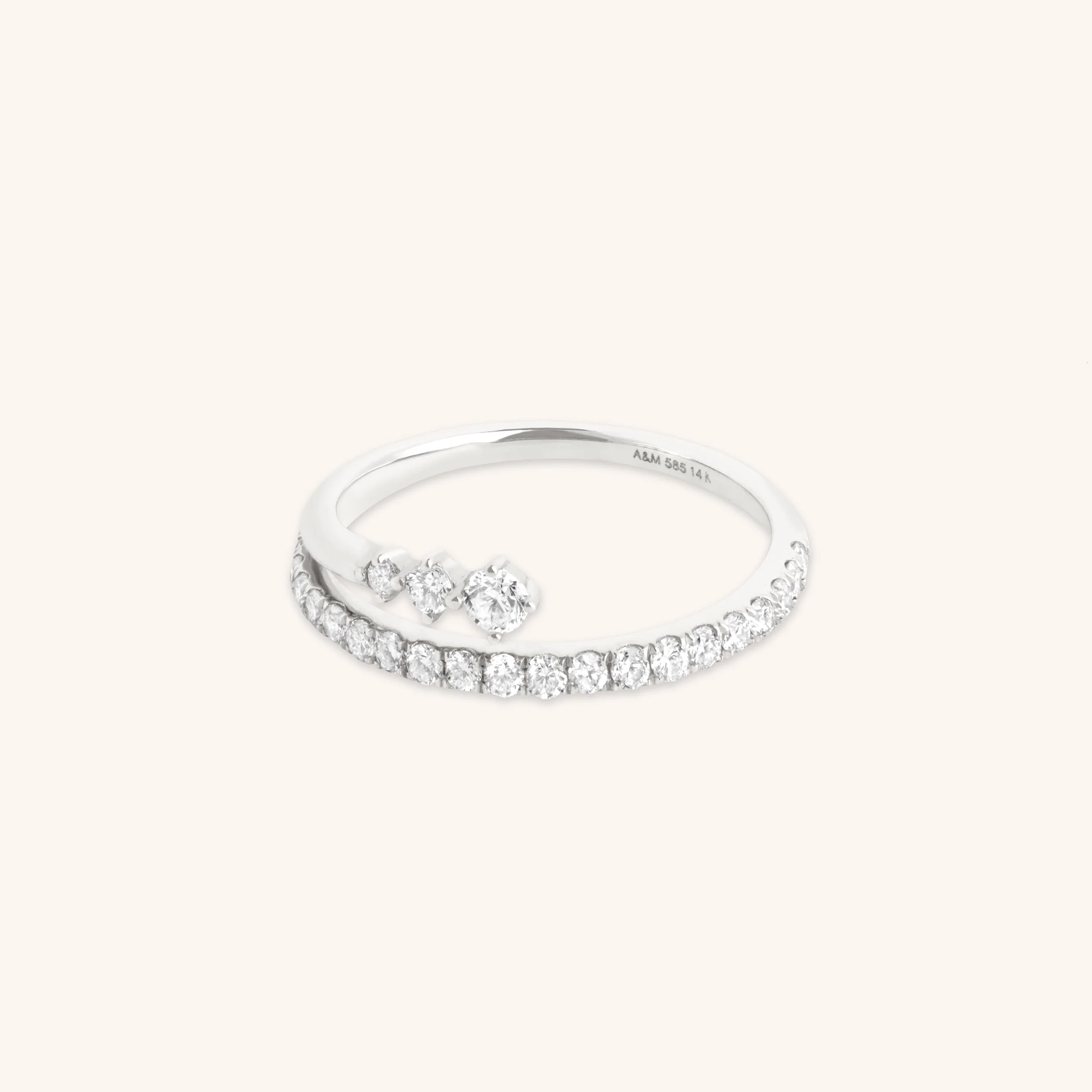 Illusion Diamond Milestone Ring in Solid White Gold