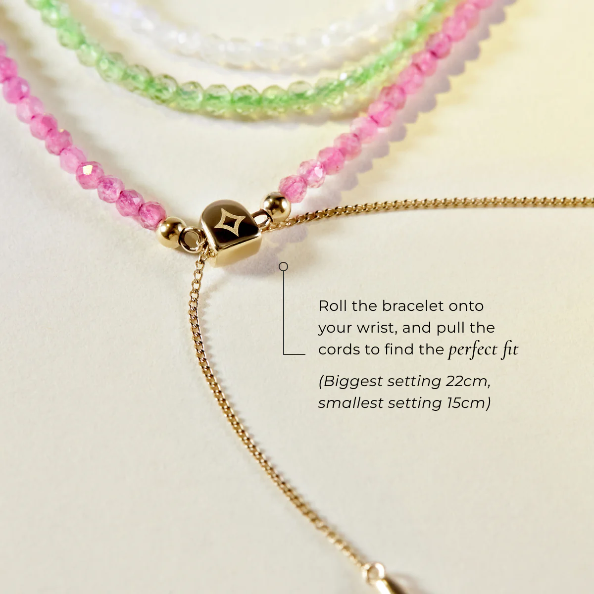 Moonstone June Beaded Birthstone Bracelet in Solid Gold - Image 3