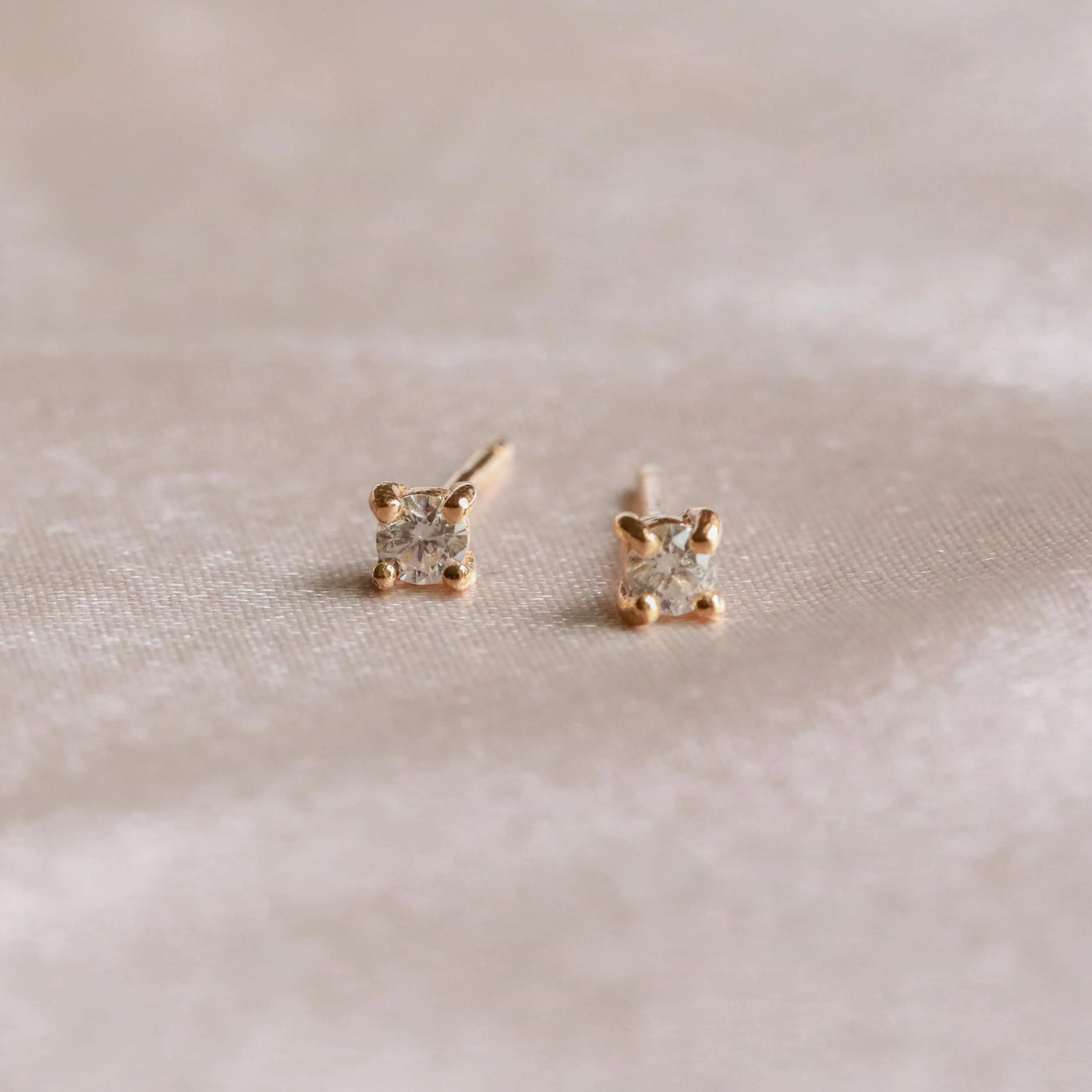 April Birthstone Stud Earrings in Gold with Clear CZ - Image 3