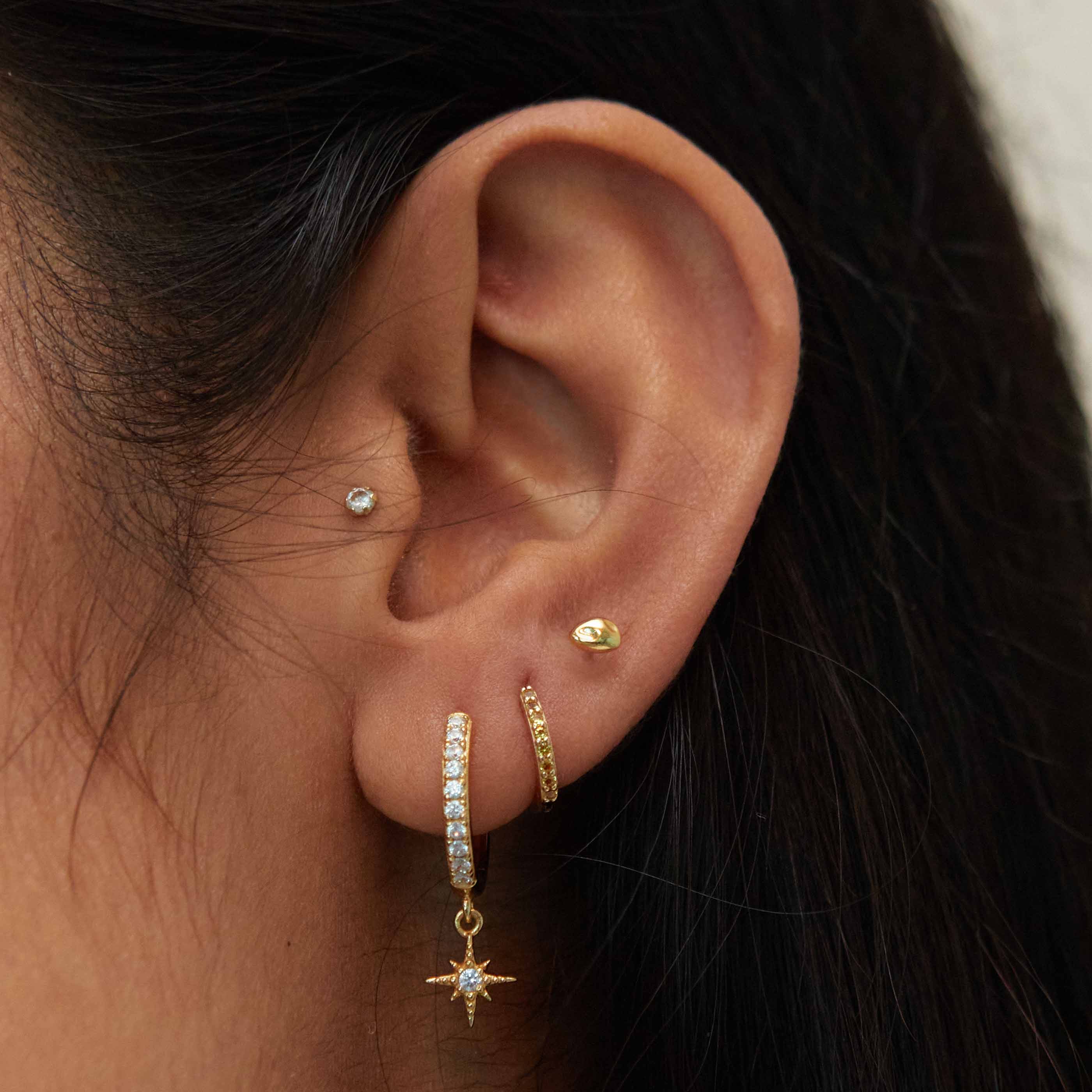 November Birthstone Huggies in Gold with Citrine CZ - Image 2