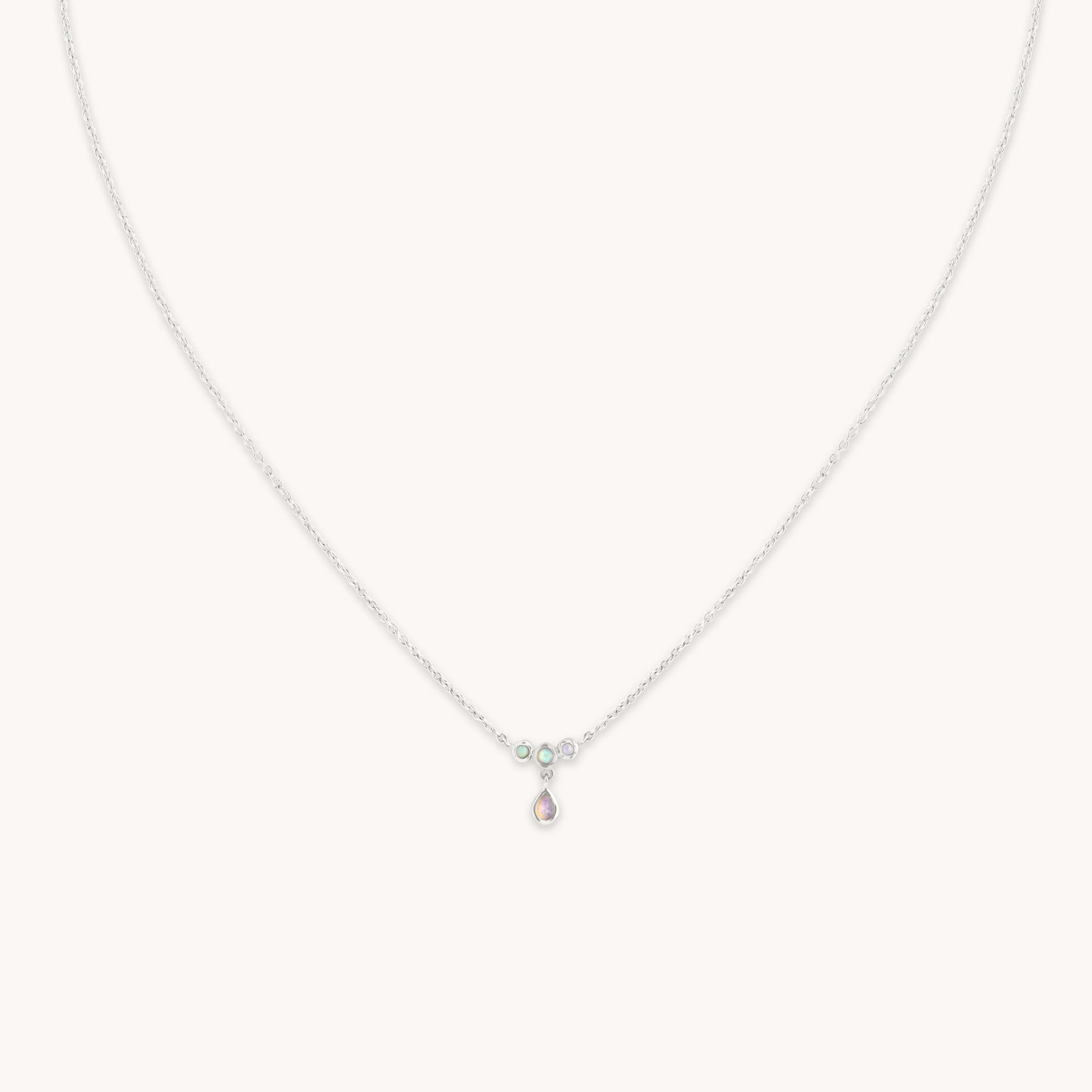 Opal Cluster Pendant in Solid White Gold