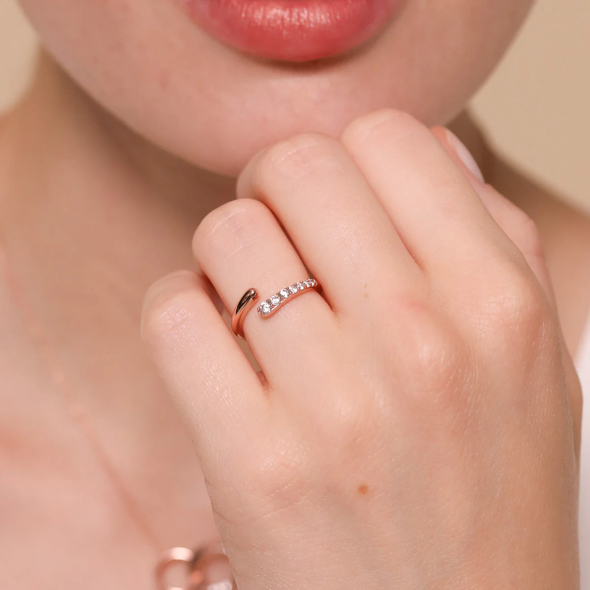 Orbit Crystal Open Ring in Rose Gold - Image 2