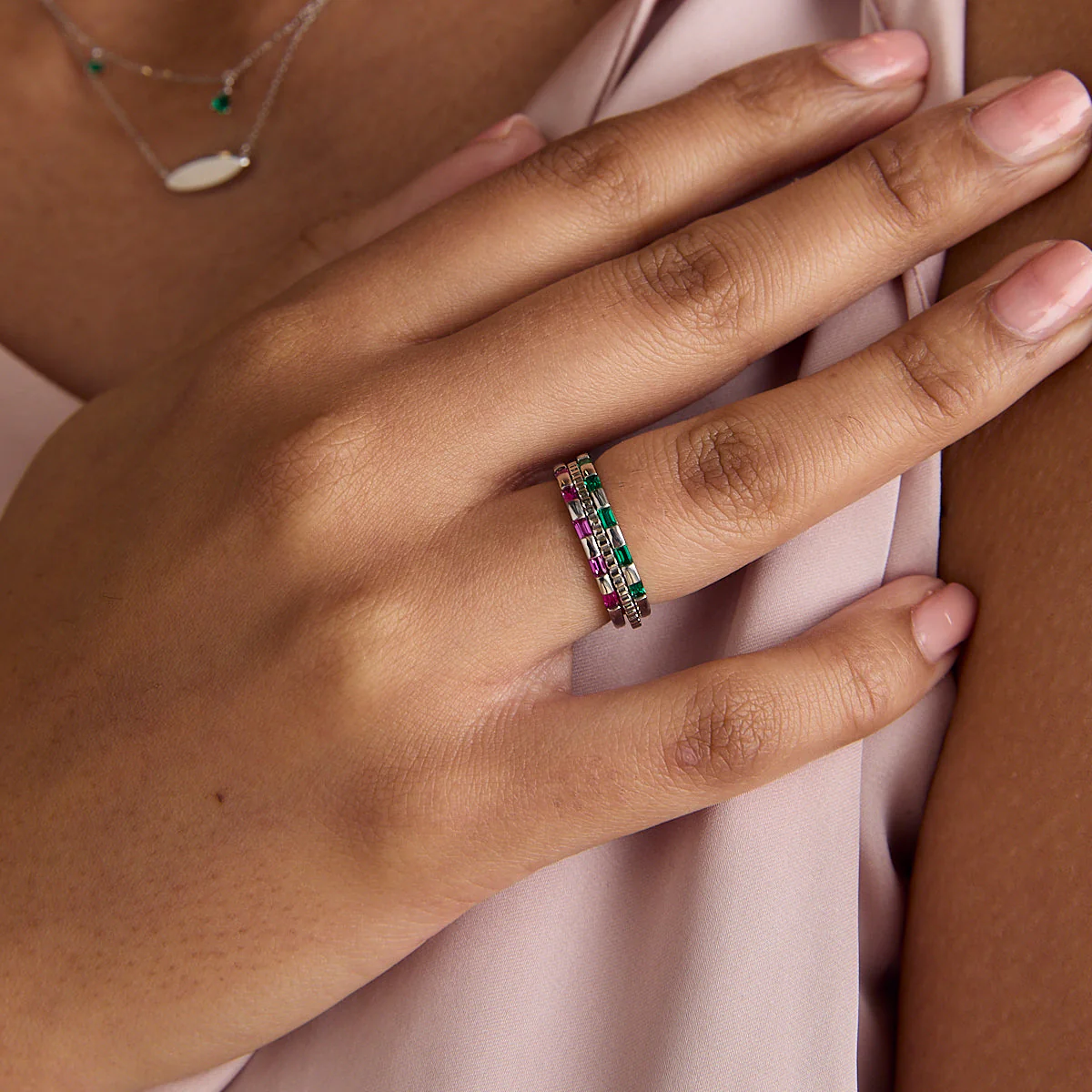 Ridged Band Ring in Solid White Gold - Image 3