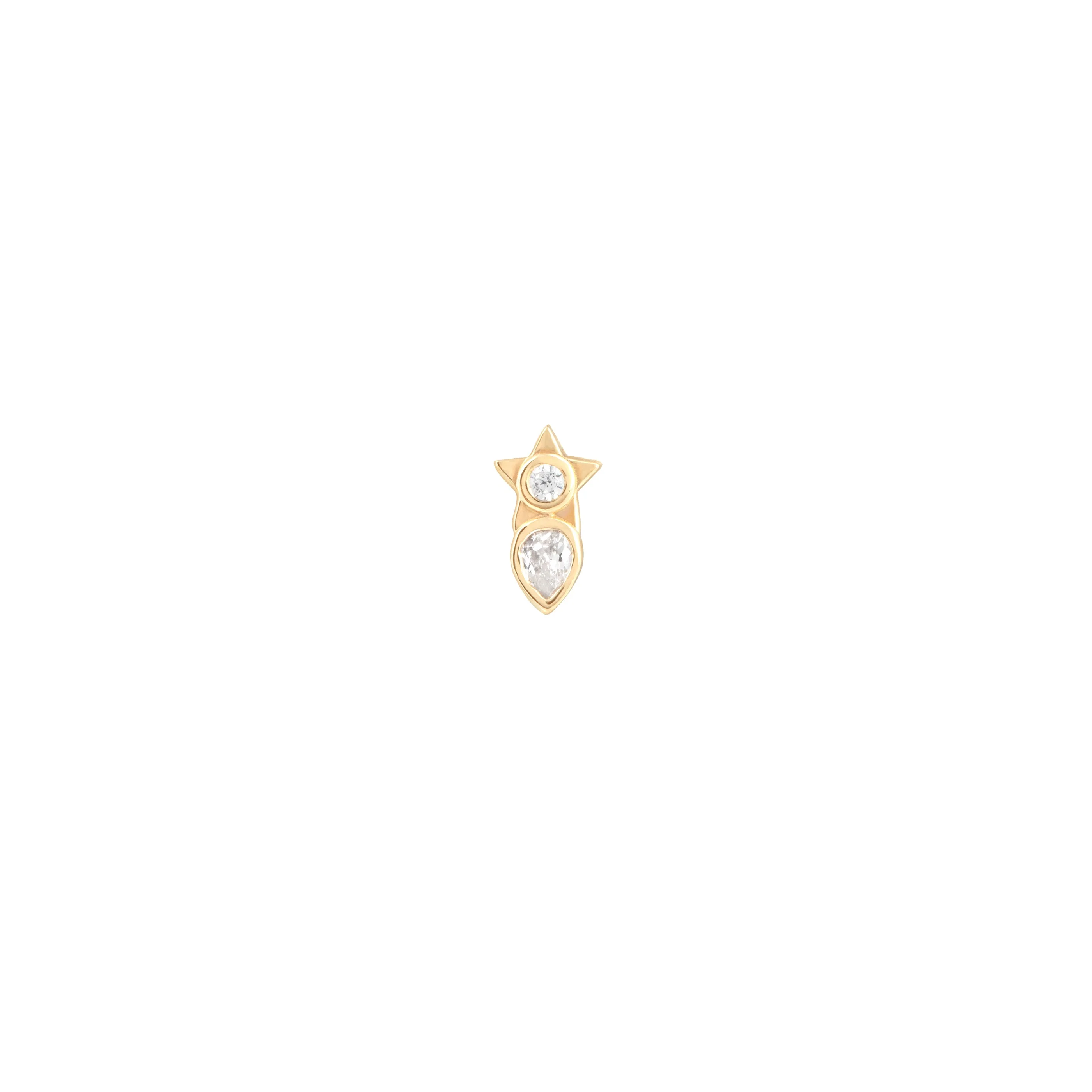 Solid Gold Crystal Star Piercing Stud - Image 3
