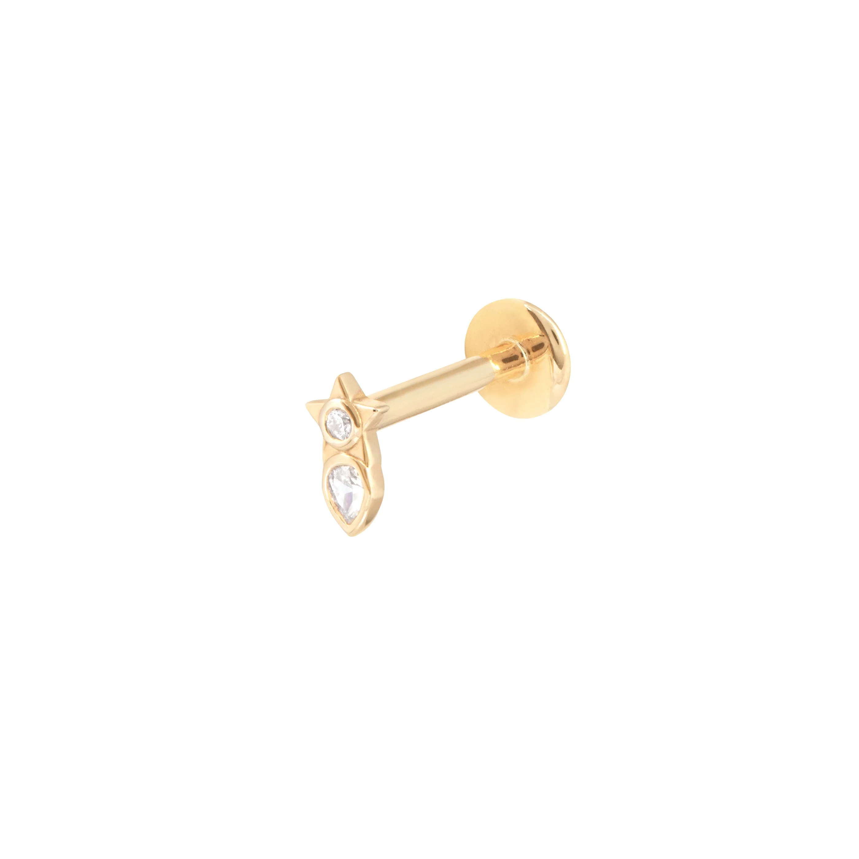 Solid Gold Crystal Star Piercing Stud - Image 6