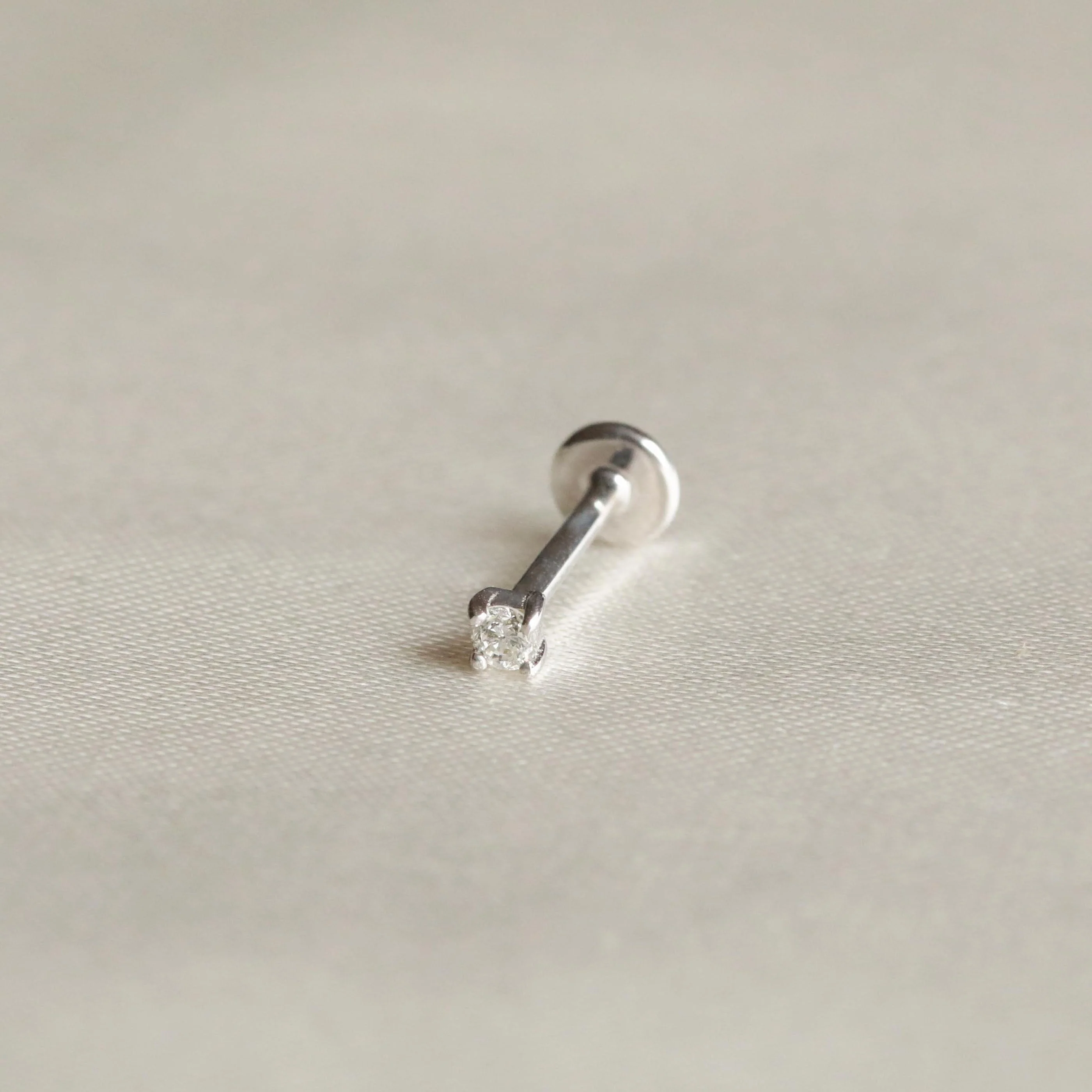 Solid White Gold Diamond Piercing Stud - Image 4