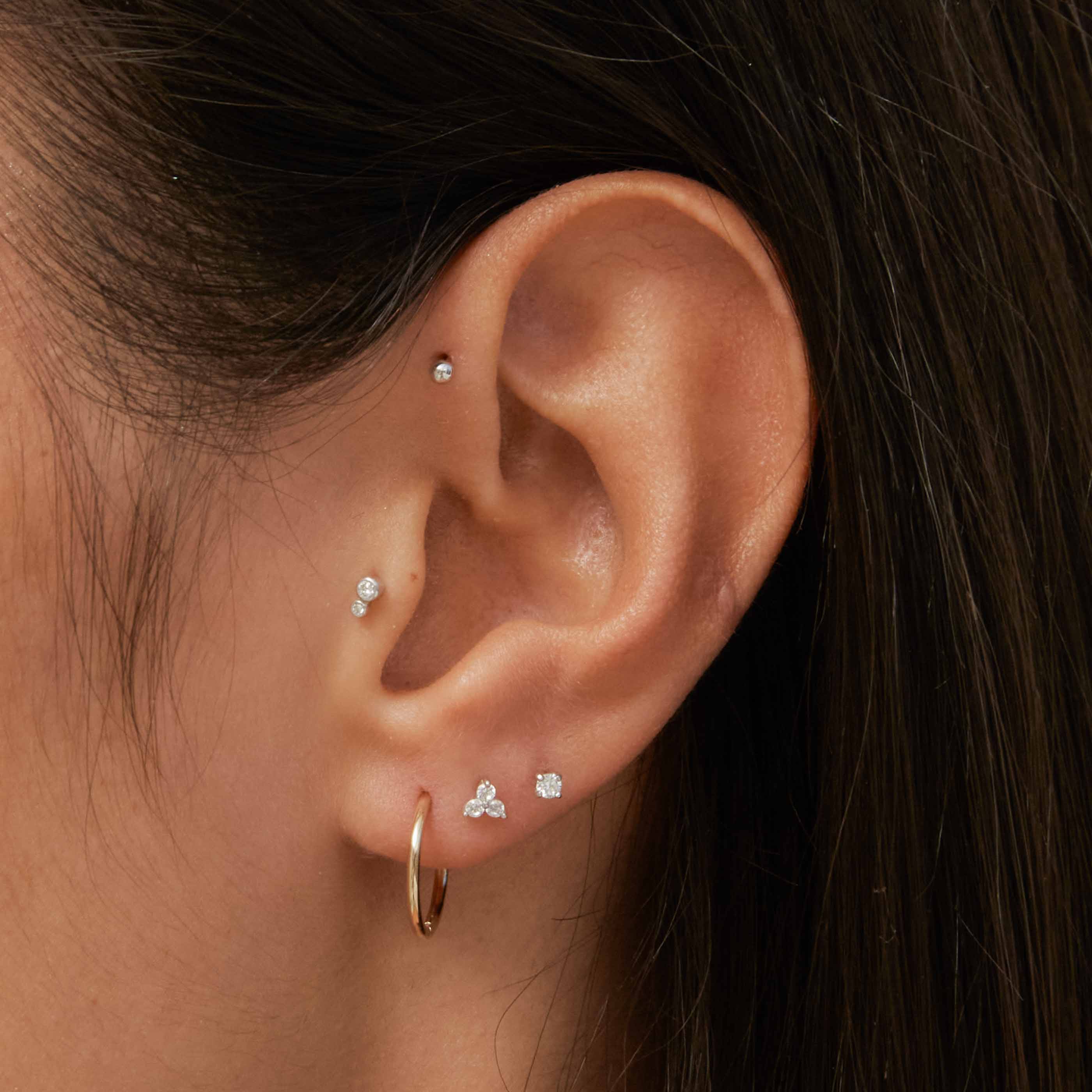 Solid White Gold Diamond Piercing Stud - Image 5