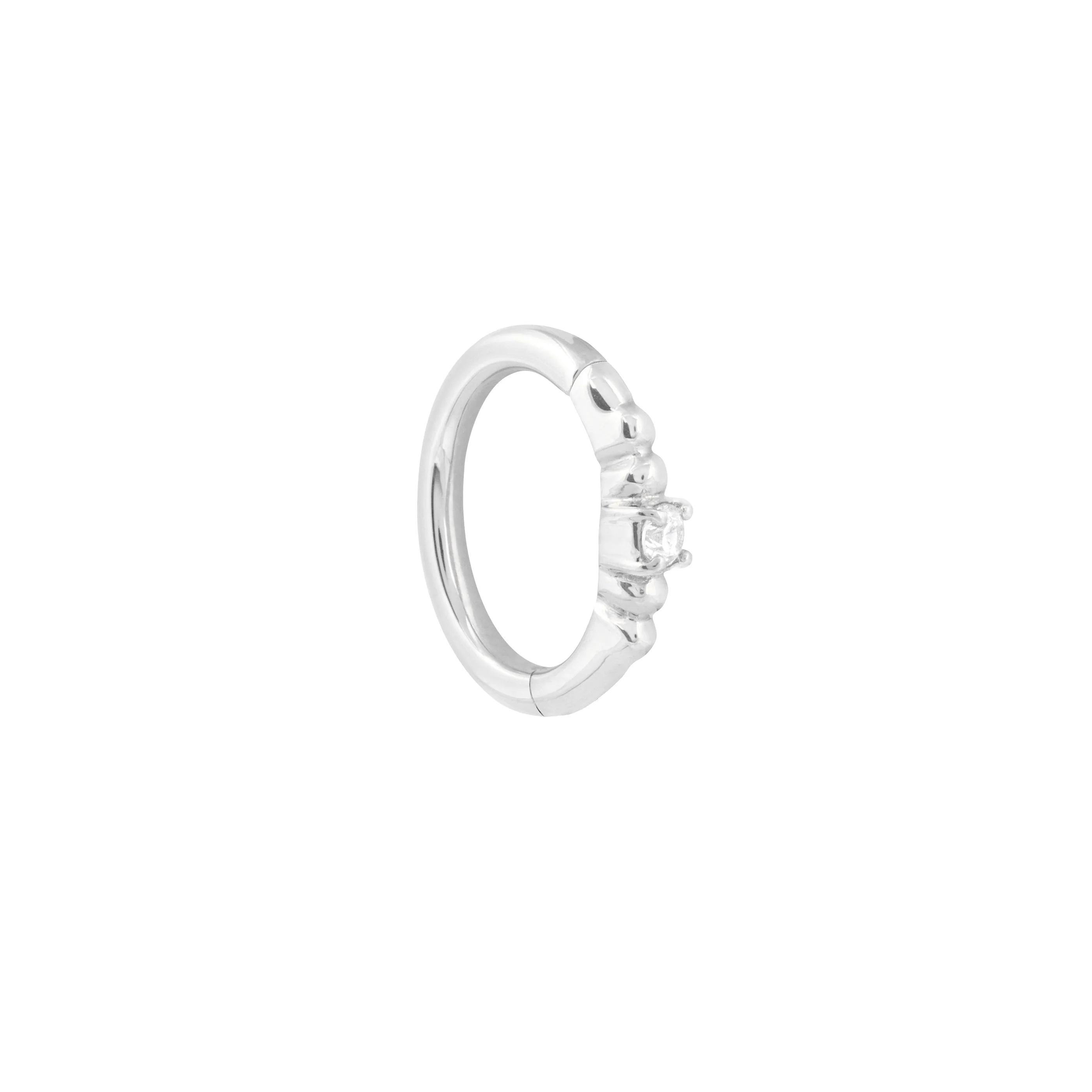 Solid White Gold Crystal Rook Hoop - Image 4