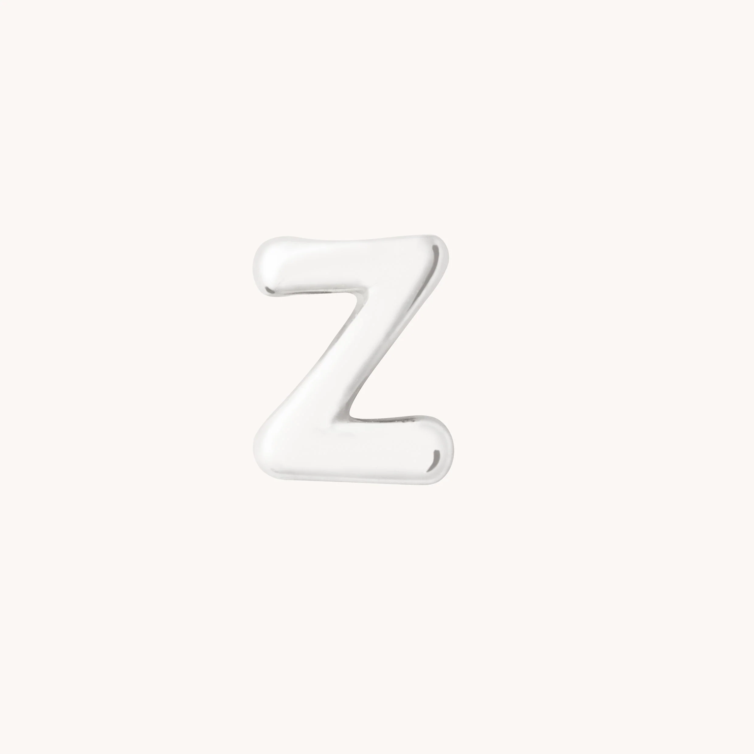 Z Initial Click Charm in Solid White Gold